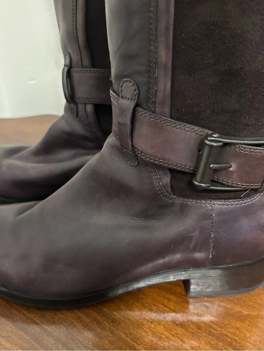 Cole Haan Whitley Brown Leather Suede Riding Buckle Boots Size 8 Nike Air